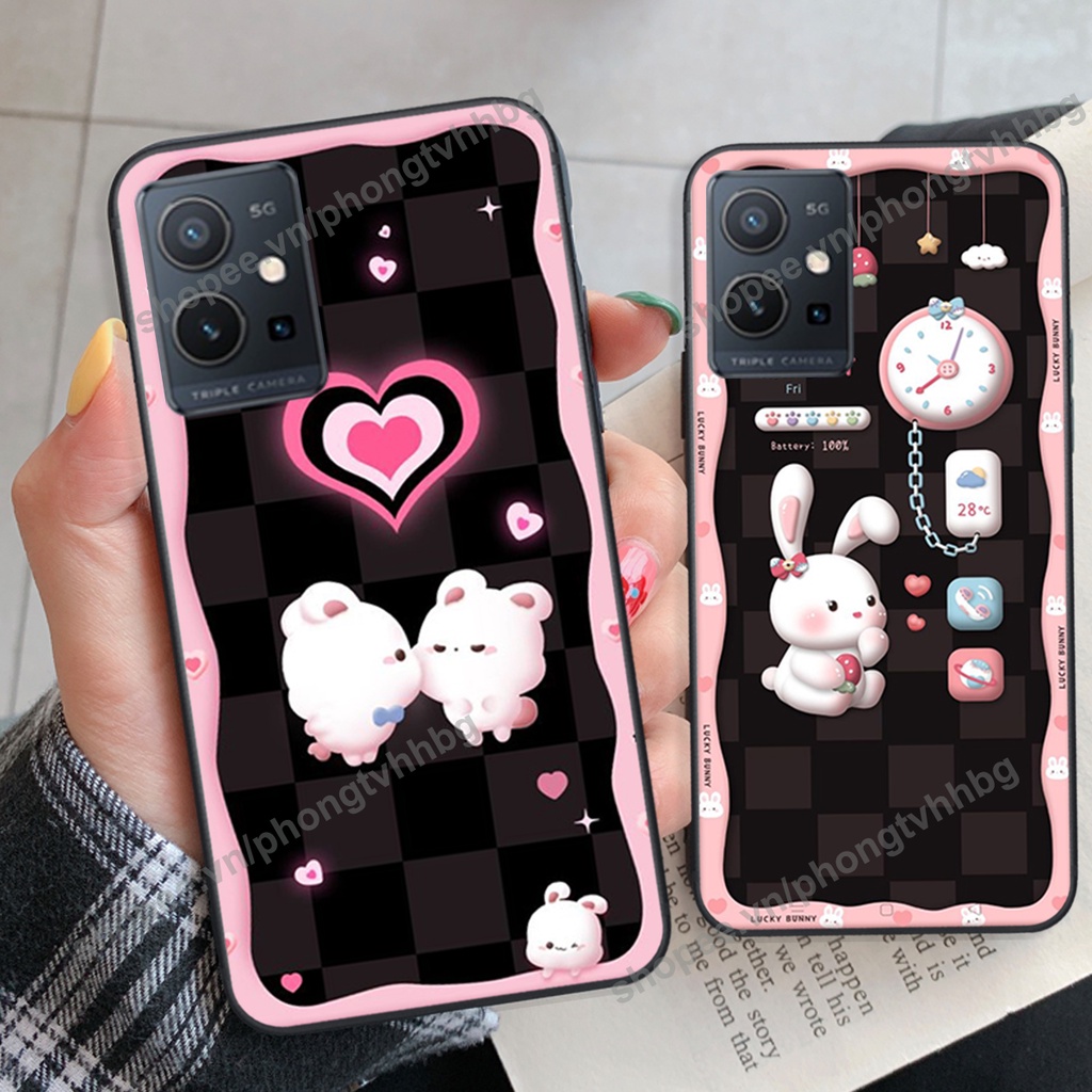 Ốp lưng Vivo Y55 4G - Y55 2022 gấu,thỏ trắng , đồng hồ dễ thương cute cực đẹp