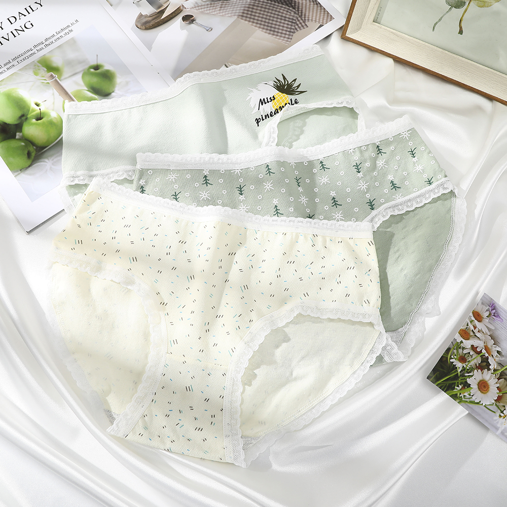 Quần Lót Cotton Levao Lưng Vừa In Họa Tiết Trái Dứa Cho Nữ