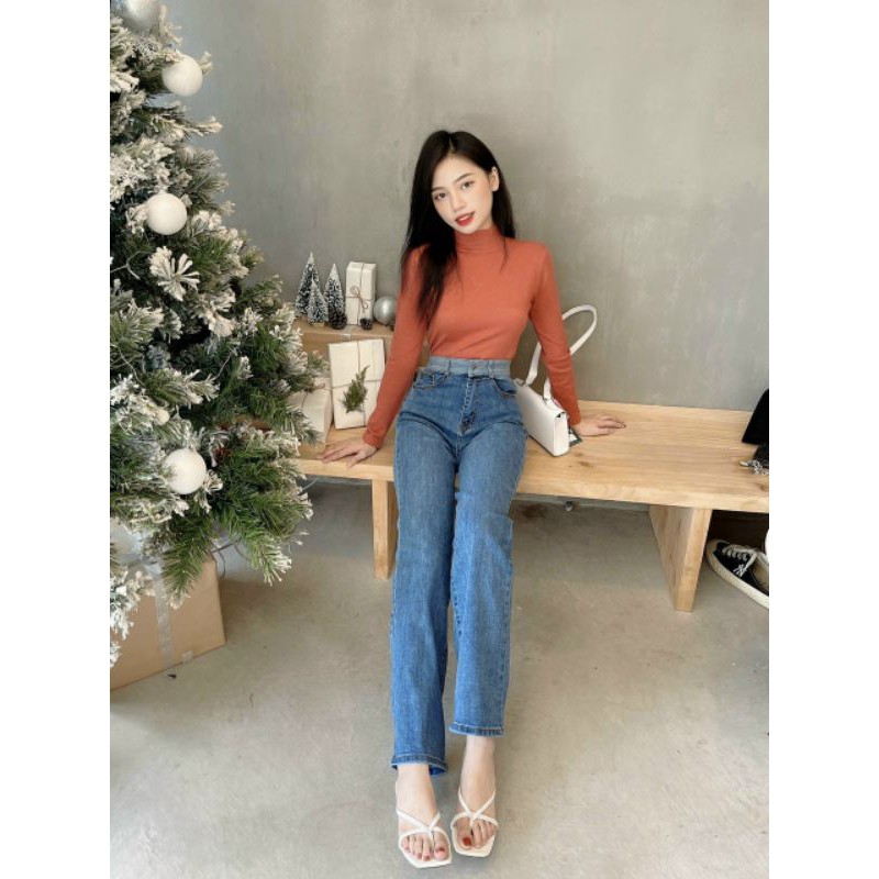 Quần jeans ống suông dáng dài