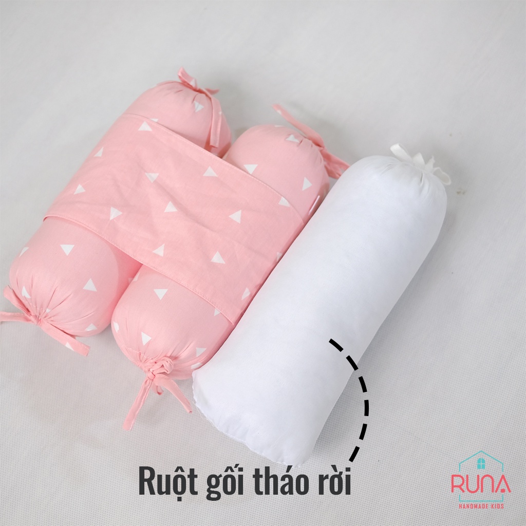 Gối chặn cho bé RUNA KIDS chất liệu cotton Hàn 100% cao cấp, mềm mịn, an toàn cho bé