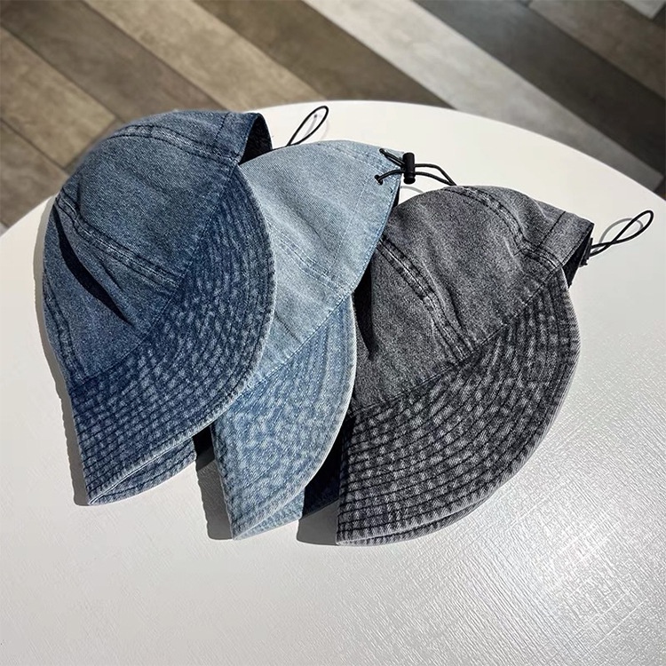Mũ Cao Bồi Denim Phối Dây Rút Phong Cách Hàn Quốc Dành Cho Nữ