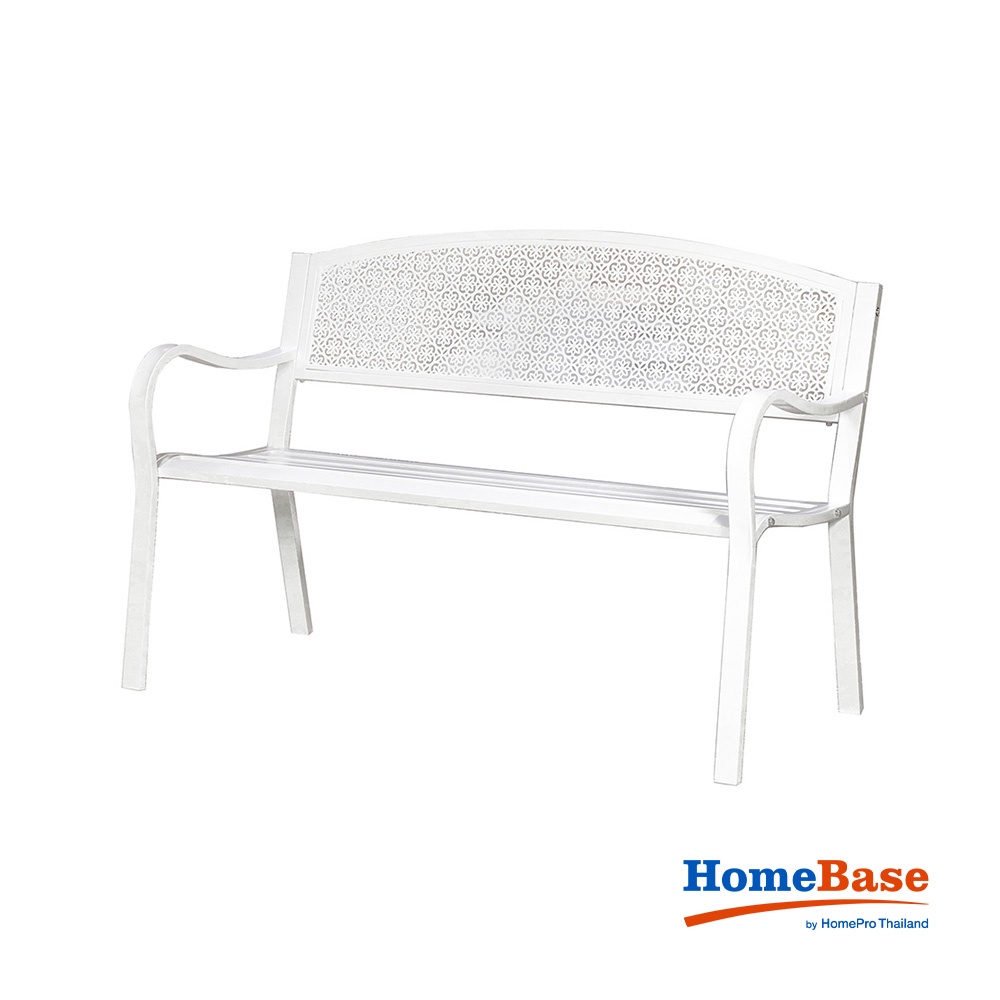 Homebase SPRING Ghế băng sân vườn PEARLA bằng thép 123x55x76cm màu trắng