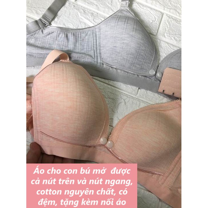 Áo ngực cho con bú có đệm lót, chất vải cotton nguyên chất, thấm hút tốt, thoáng mát vào mùa hè