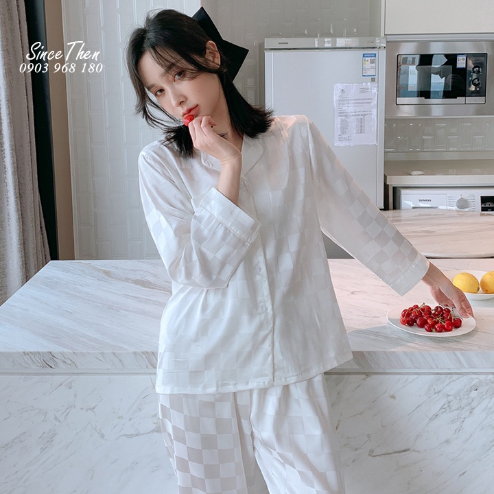 Pijama cặp đôi nam nữ mặc nhà, đồ ngủ đôi lụa dài tay - Since Then
