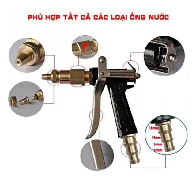 Súng Xịt Rửa Nước Áp Lực Cao - Vòi Xịt Rửa Xe Chuyên Nghiệp Giúp Tăng Áp Lực Nước Lên Tới 300%