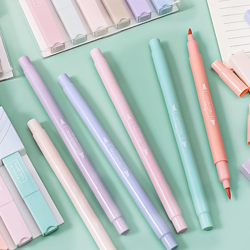 Set 6 Bút Đánh Dấu Hai Đầu Nhanh Khô Không Phai Màu Dành Cho Trẻ Em