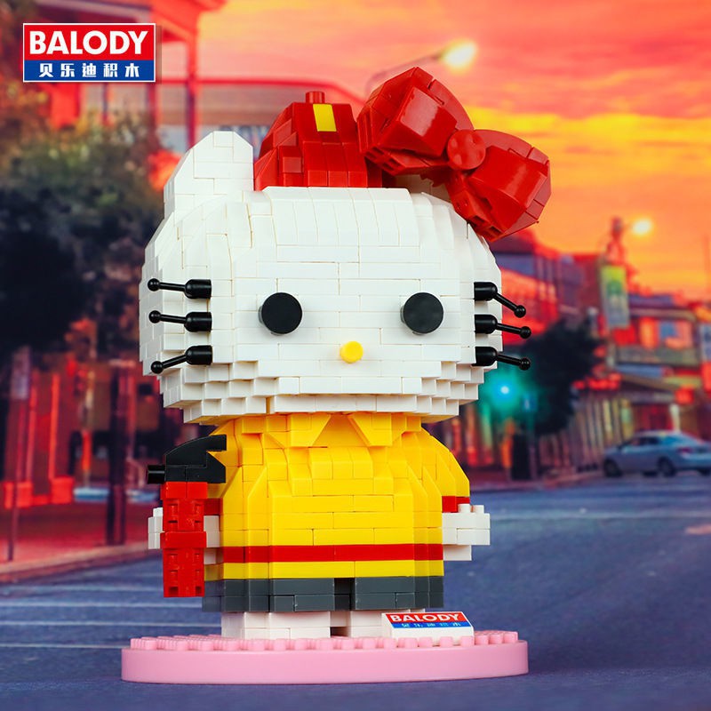 【ready stock】 Hello Kitty Girl Heart Birthday Quà tặng KT Cat Lắp ráp khối xếp hình tương thích Lego Hello Kitty Girl