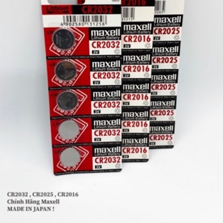 Vỉ 5 Viên Pin cúc áo CR2032 / CR2025 / CR2016 Maxell Lithium 3V  Made In Japan