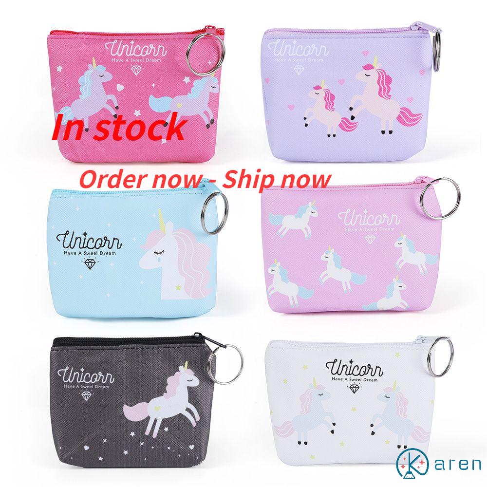 Ví Đựng Tiền Xu/Chìa Khóa Họa Tiết Kỳ Lân Hoạt Hình Nhiều Màu Sắc