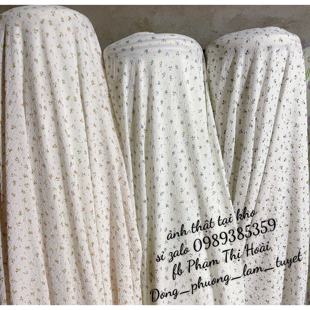 Vải đũi nhăn mềm mát co giãn nhẹ nụ hồng nhí