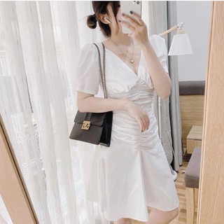 ĐẦM TRẮNG CỔ V NHÚN THÂN