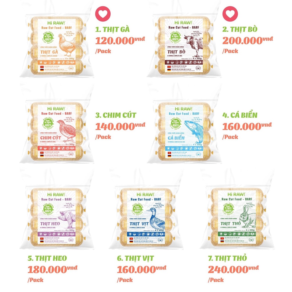 Thịt xay Hi RAW! RAW CAT FOOD - BARF hoàn chỉnh cho mèo