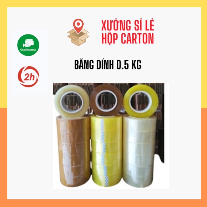 Băng dính đóng hàng cuộn 0.5kg lõi mỏng giá rẻ tại Hà Nội