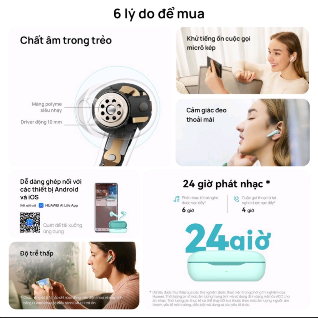 Tai nghe HUAWEI FreeBuds SE. Hàng chính hãng. 24 Giờ Phát Nhạc