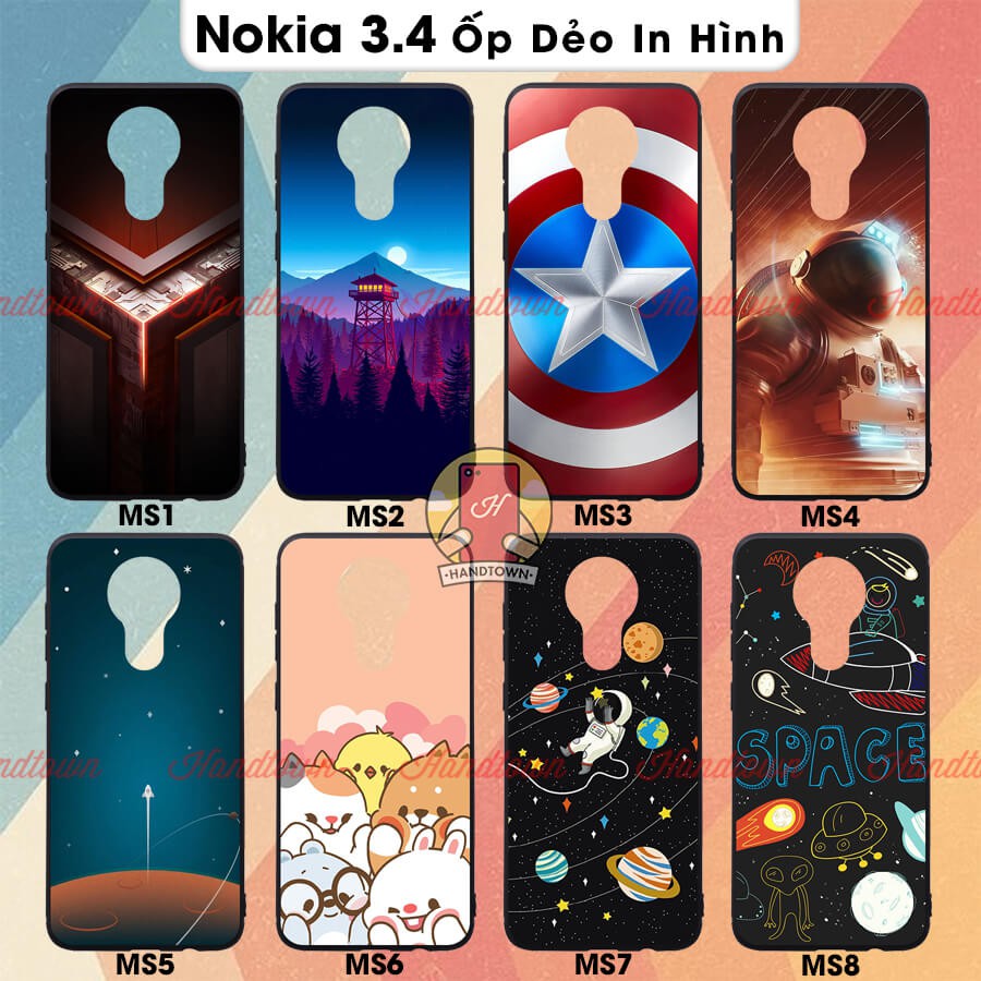 Ốp Lưng TPU Silicon Nokia 3.4 nokia3.4 case Nhựa Dẻo Đen Viền Bóng Lưng Nhám In Hình Nhiều Mẫu Phần A