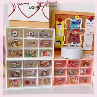 Hộp Nhựa Đựng Phụ Kiện, Washi Tape, DIY Siêu Xinh Tặng Kèm Sticker [Xinh Lắm Cơ Í]