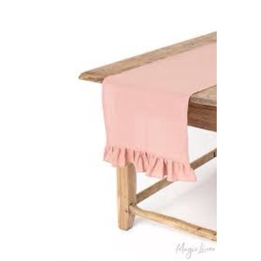 Tấm trải table runner trang trí bàn phối bèo vải linen