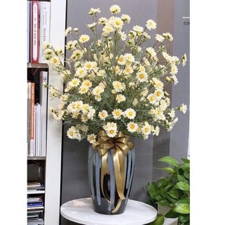 Hoa cúc hoạ mi giả - Cúc họa mi cành dài 75 cm hàng nhập khẩu cao cấp lá phủ phấn
