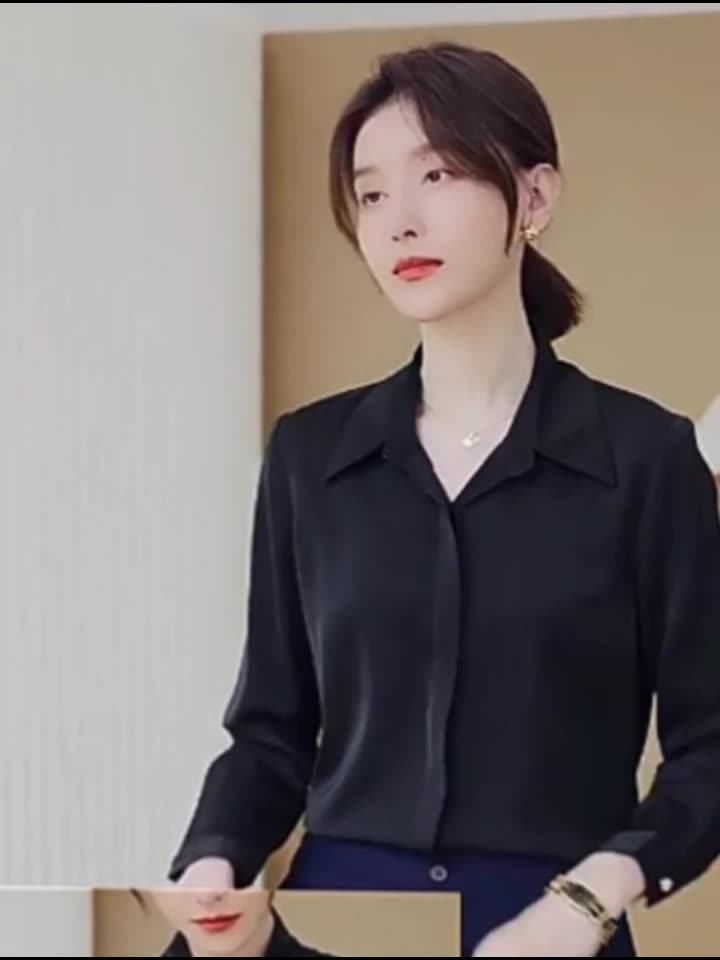 Áo sơ mi nữ đen, trắng sơ mi công sở nữ vải lụa tằm cao cấp | BigBuy360 - bigbuy360.vn