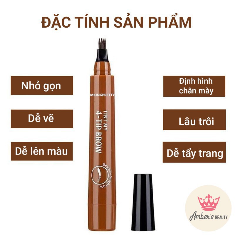 Bút chì kẻ lông mày- phẩy sợi lông mày 4D không trôi nước,Bám lâu,  tự nhiên đến từng sợi,chống thấm nước và mồ hôi