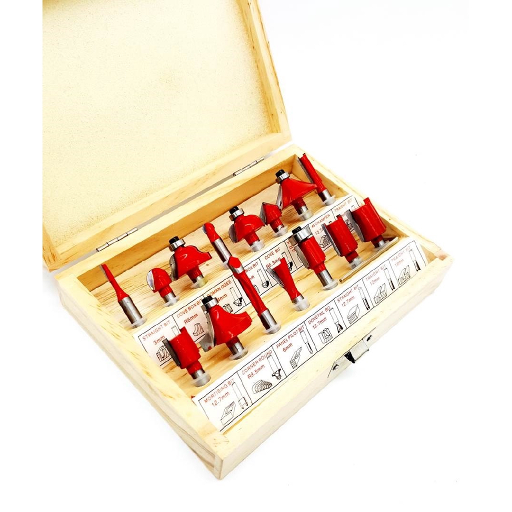 Bộ 12 mũi phay soi gỗ cốt 6.3mm - 12.7MM Nhập Khẩu