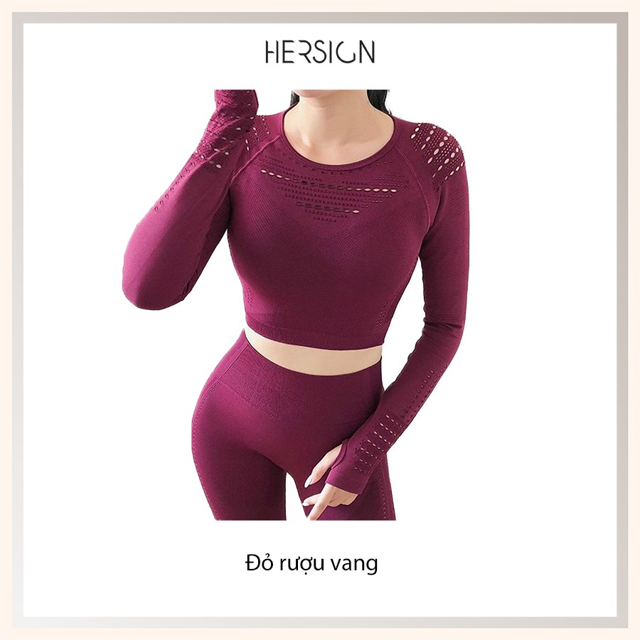 ĐỒ TẬP YOGA NỮ BỘ ĐỒ TẬP GYM NỮ SET TẬP GYM ÁO CROPTOP TAY DÀI ĐỒ TẬP CAO CẤP HERSIGN-SET18