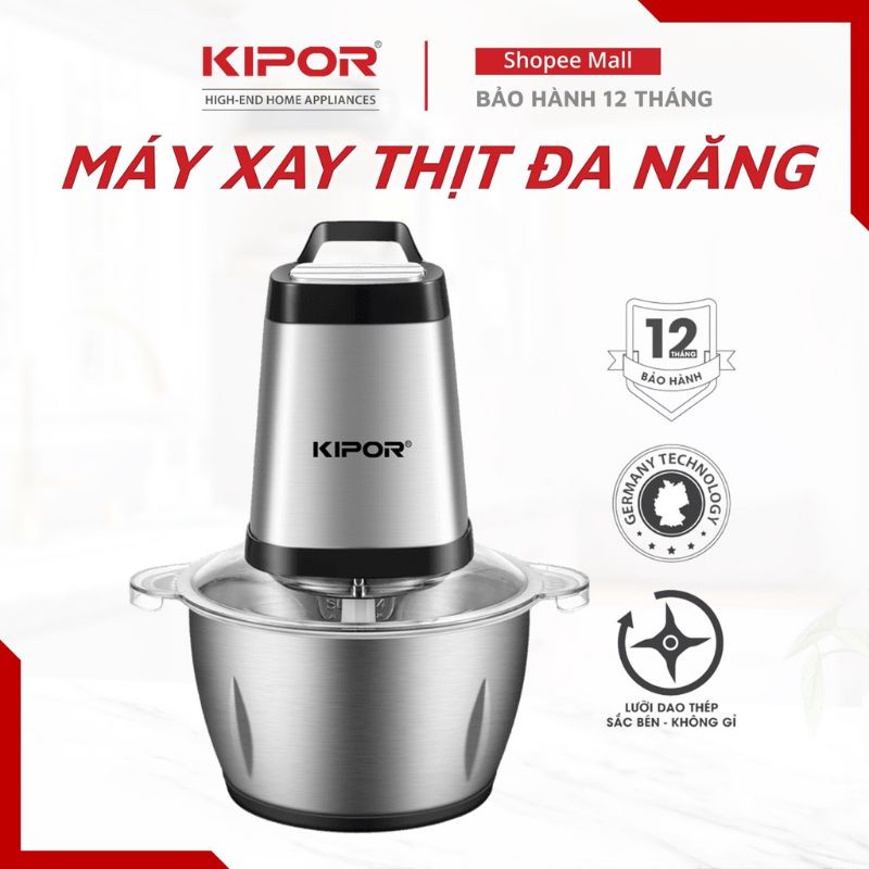 Máy Xay Thịt Đa Năng Kipor KP MC502, cối inox 304, dung tích 2l, 4 lưỡi dạo bằng thép  -_hàng Chính Hãng