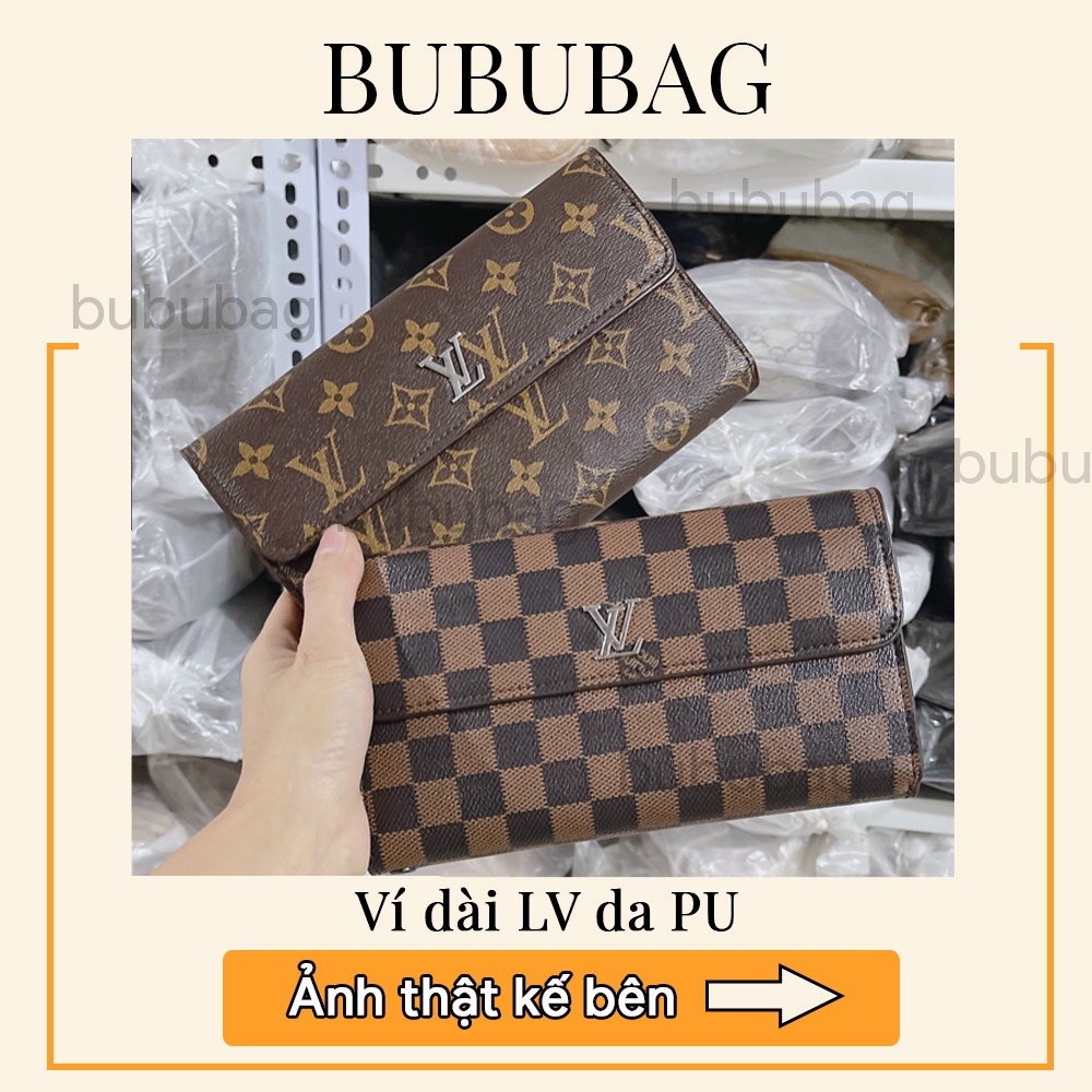 Ví cầm tay 3 mảnh LV 2 họa tiết, ví dài nam nữ LV không dây BUBUBAG