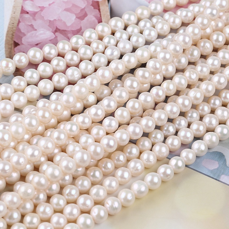 Chuỗi Hạt Ngọc Trai Màu Sắc Tự Nhiên 7-8mm Dùng Làm Trang Sức