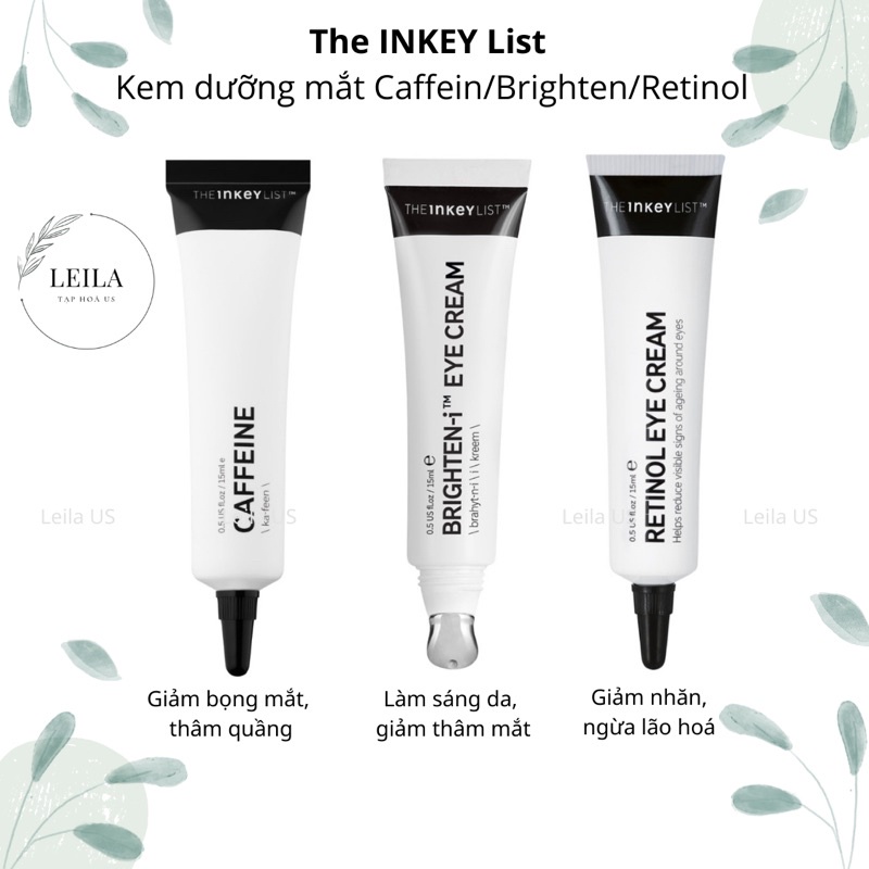 Bill US Kem dưỡng mắt The Inkey List Retinol-Caffein- Brighten-i 15ml