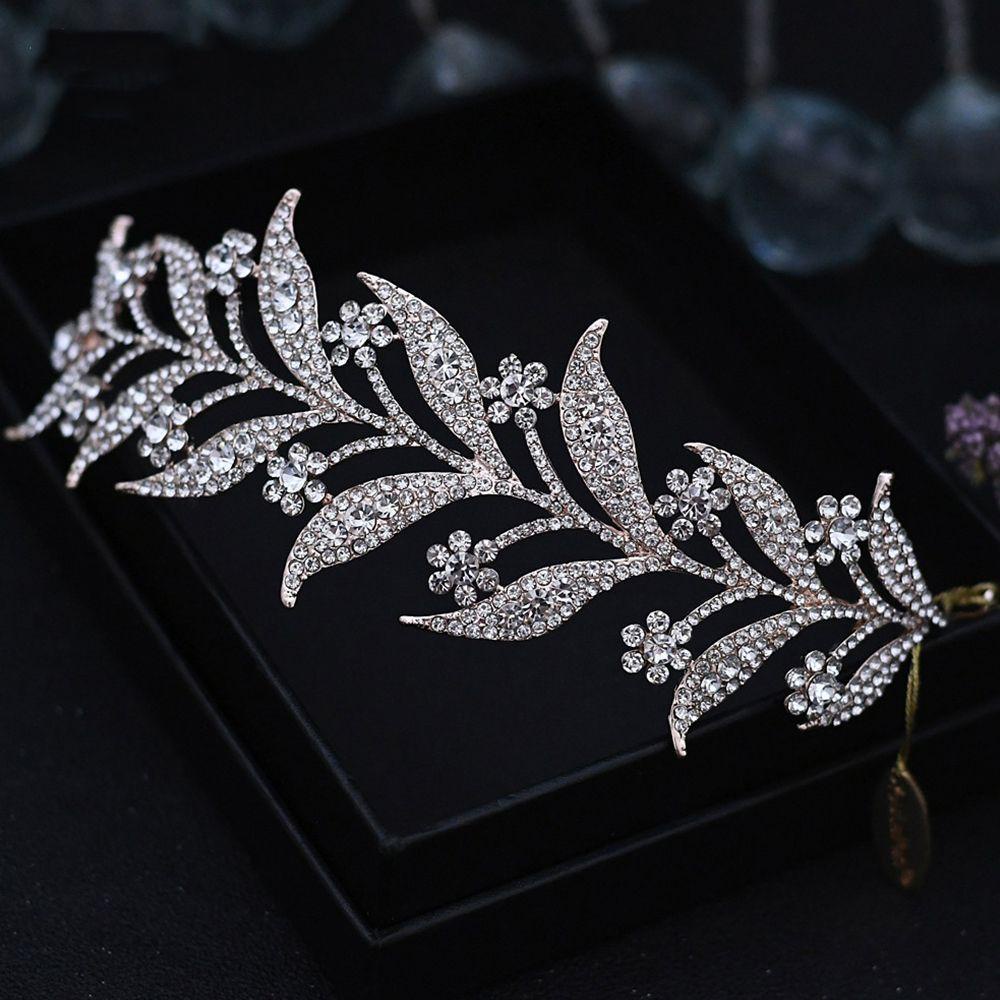 Kẹp Tóc Trang Trí Hình Lá Cho Cô Dâu|Vương Miện Hợp Kim Phong Cách Hàn Quốc