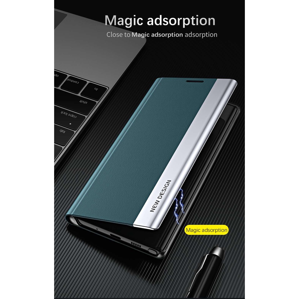Ốp Điện Thoại Da PU Nắp Lật Từ Tính Màu Tương Phản Thời Trang Cho Samsung Galaxy A23 F23 M23 M33 M53 S22 Ultra Plus S22+ 5G