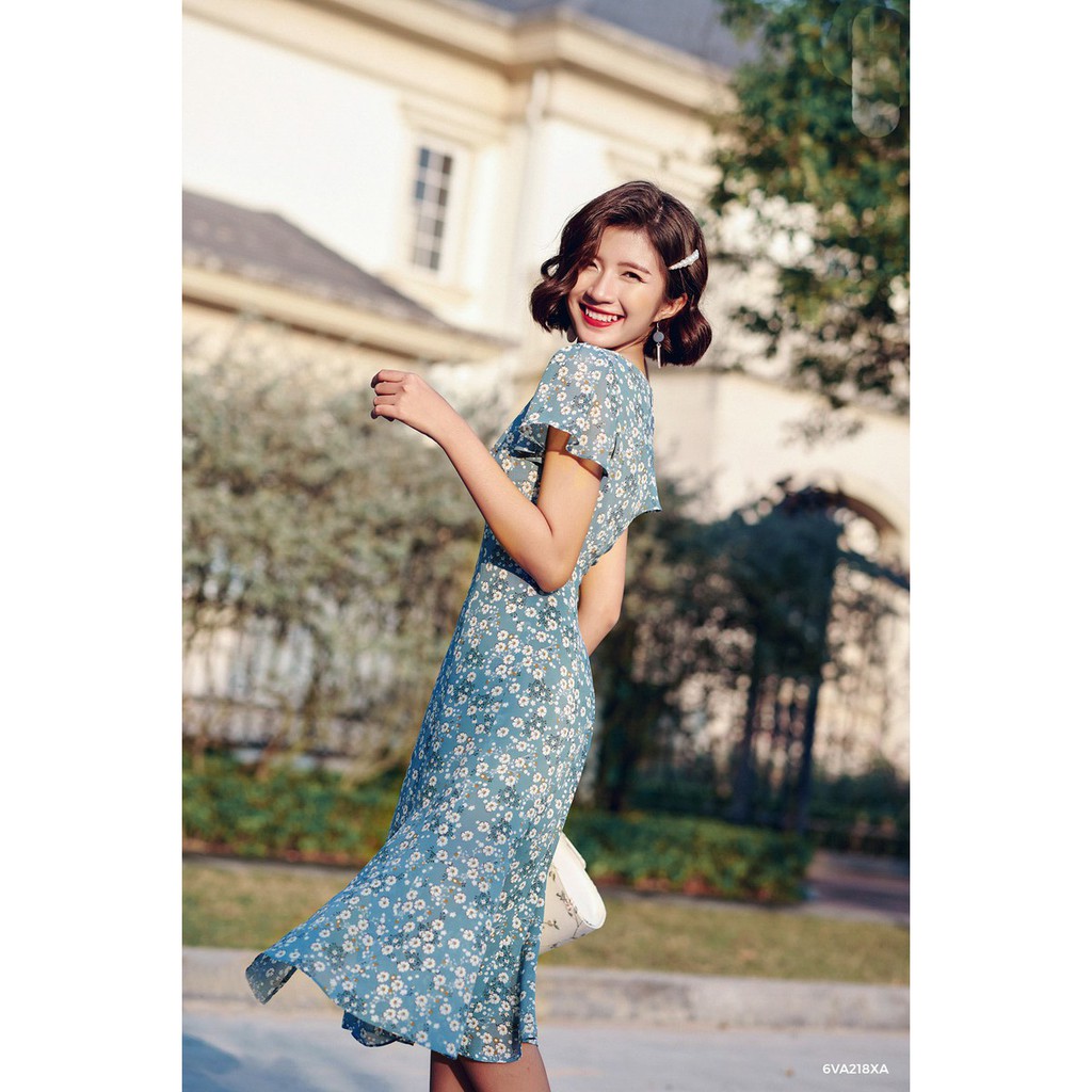 ❣️FREESHIP❣️ ĐẦM MAXI HOA  CỔ TIM BLUE Nhiều Size Form Thiết Kế Phom dáng ĐẦM chuẩn đẹp,