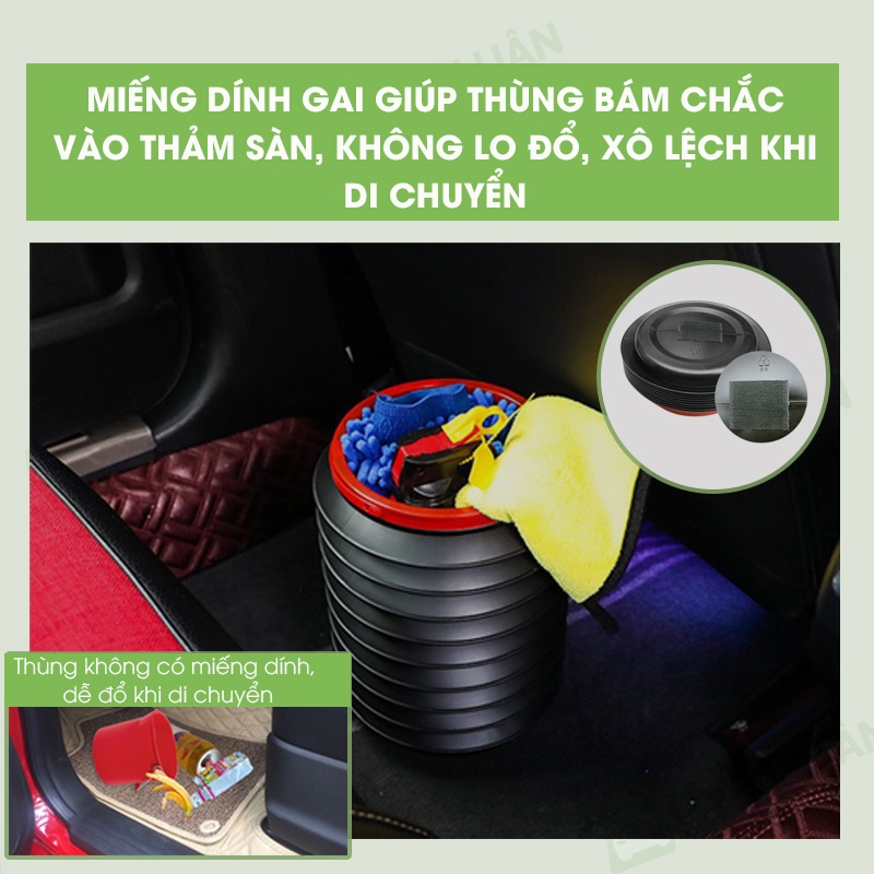 Thùng rác mini ô tô xe hơi gấp gọn đa năng Tâm Luân, phụ kiện ô tô, dã ngoại