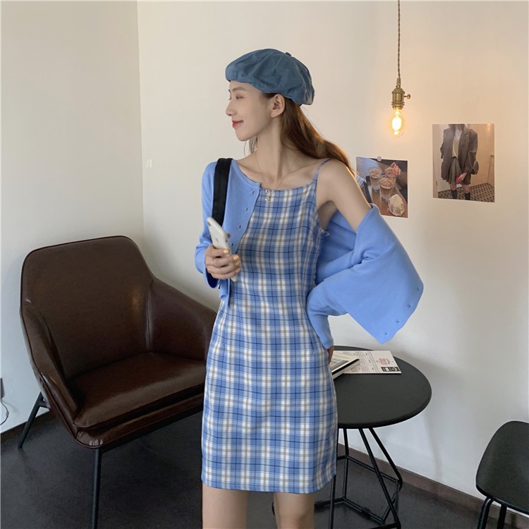 Đầm caro nữ dáng ôm đẹp chuẩn phông HEAKOS, Đâm kiểu Hàn Quốc đẹp chất vải mềm mịn cao cấp HEAKOS
