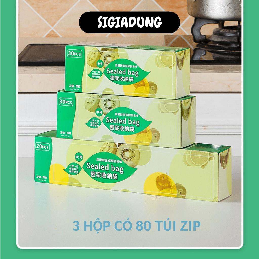 [SGD] Túi Bảo Quản Thực Phẩm - Set 3 Hộp Túi Zip Nhựa Trong Suốt Đựn Thức Ăn (80 cái) 10364