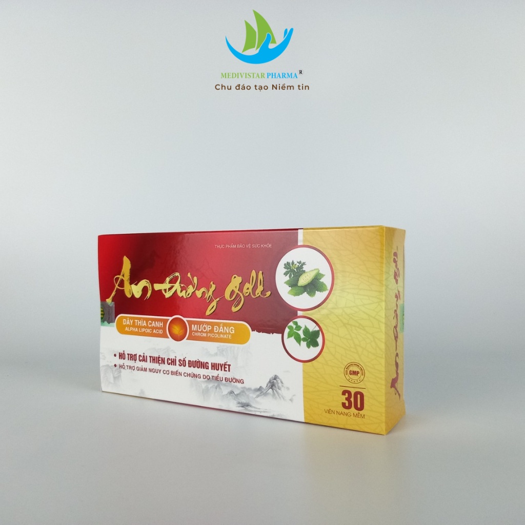 Viên Uống An Đường Gold MEDIVISTAR PHARMA Giúp Cải Thiện Đáng Kể Chỉ Số Đường Huyết, Hộp 30 Viên