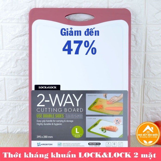 Dụng cụ nhà bếp, thớt kháng khuẩn 2 mặt nhựa và gỗ Lock&lock CSC304P & CSC305P