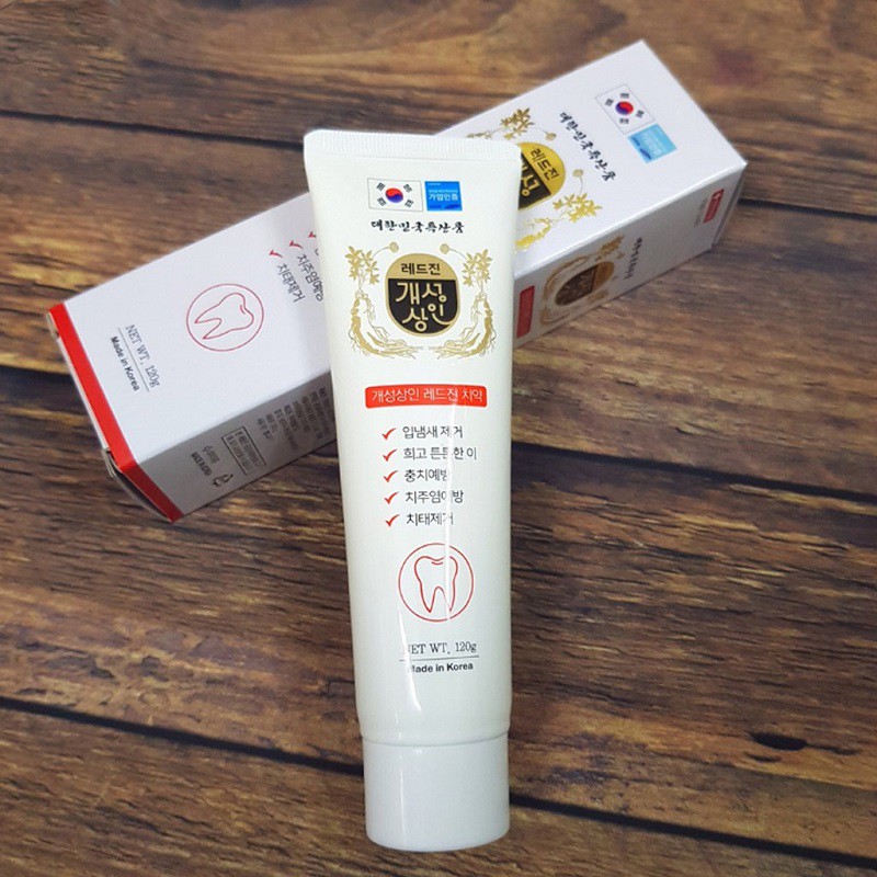 [ Giá Sỉ ] Kem Đánh Răng Hồng Sâm Hàn Quốc, Tuýp Màu Trắng 120g, Giúp Răng Luôn Chắc Khỏe Trắng Sáng