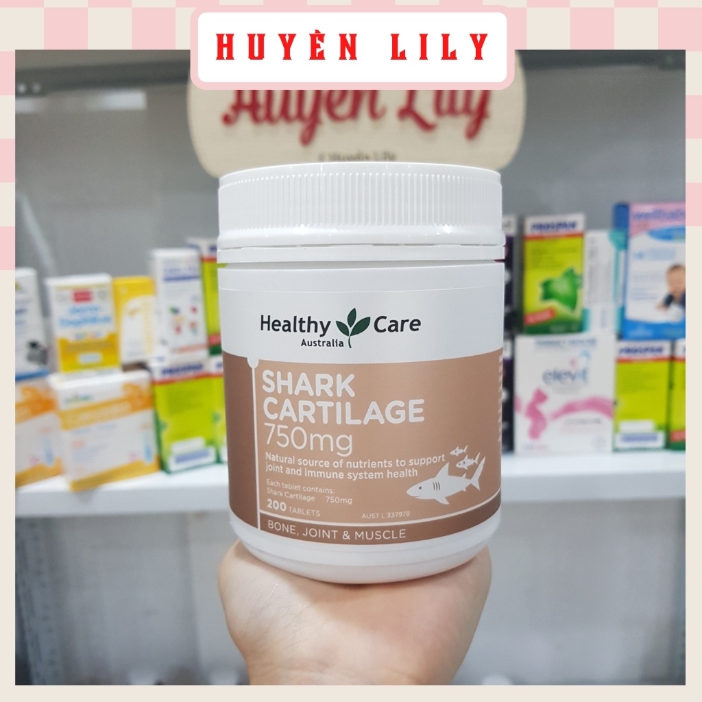 Viên sụn cá mập Healthy Care Shark Cartilage 750mg - Hỗ trợ điều trị các vấn đề về cơ xương khớp 200 viên của Úc