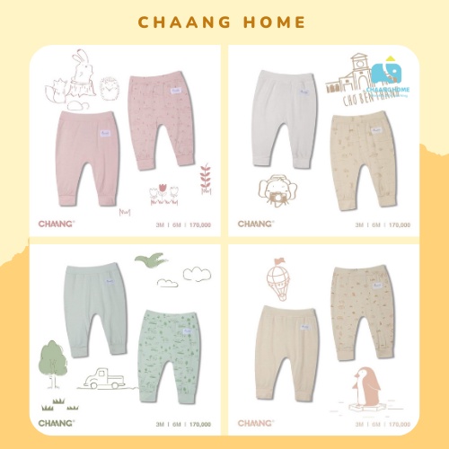 Chaang sét quần dài cotton jungle cho bé trai bé gái sơ sinh