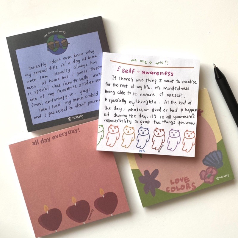 Giấy ghi chú/giấy note/giấy ghi nhớ Mazzzzy gấu dễ thương Hàn Quốc, phù hợp viết bài/ghi chú/trang trí sổ