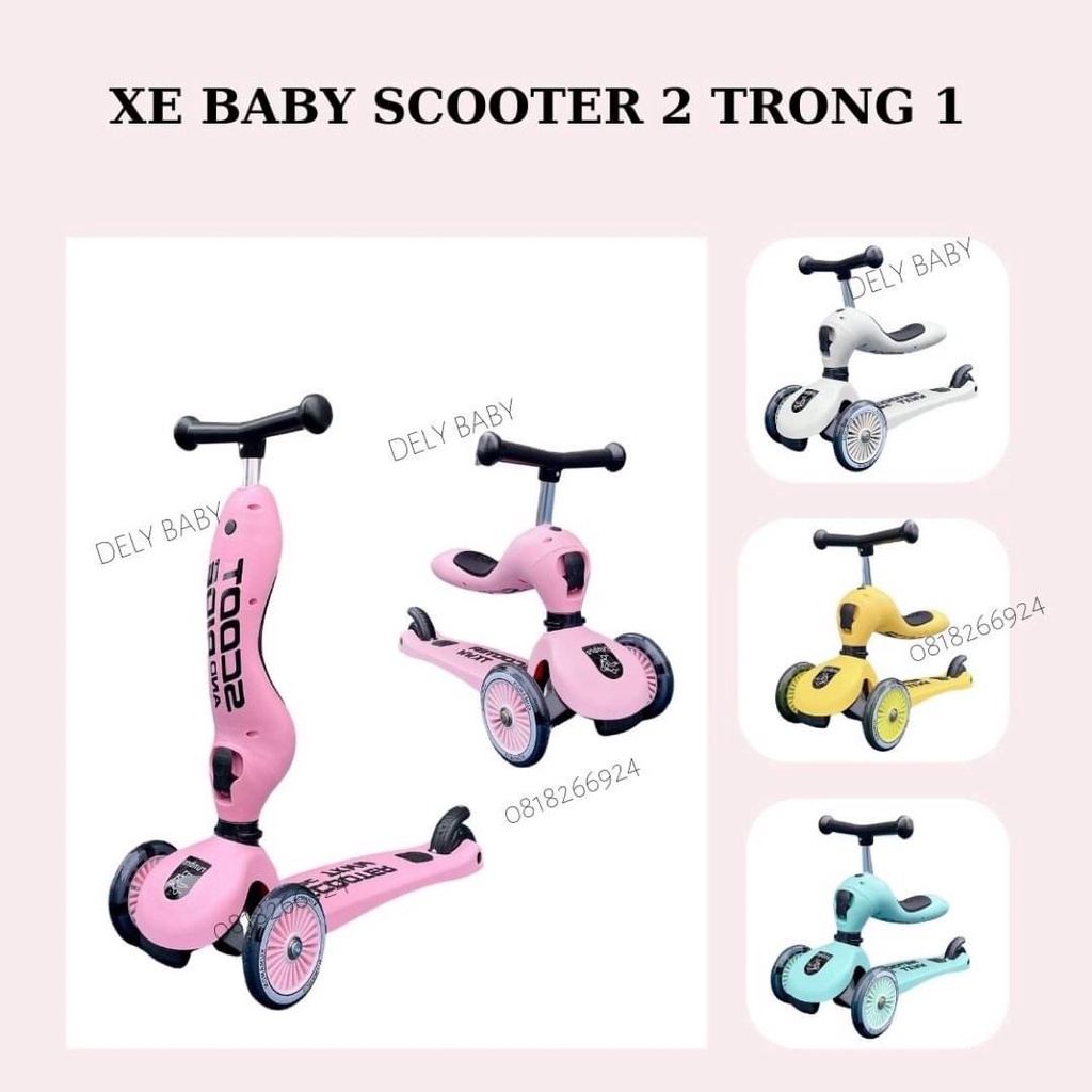 Xe Trượt Scooter Xe Chòi Chân Trẻ Em  2 in 1 chính hãng Runbro  2 chế độ Cho Bé 10 tháng-6 Tuổi