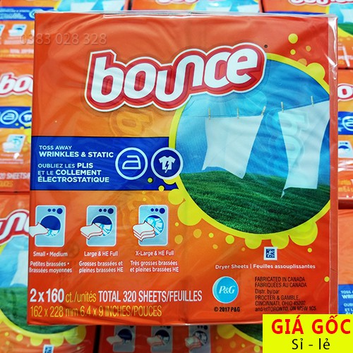 Lốc 2 hộp Giấy Thơm Bounce 4 In 1 Outdoor Fresh ( 2x 160 tờ)