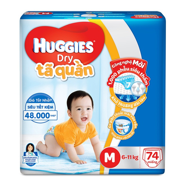 (Mẫu đệm mây ) Tã quần Huggies siêu đại M74/L68/XL62/XXL56