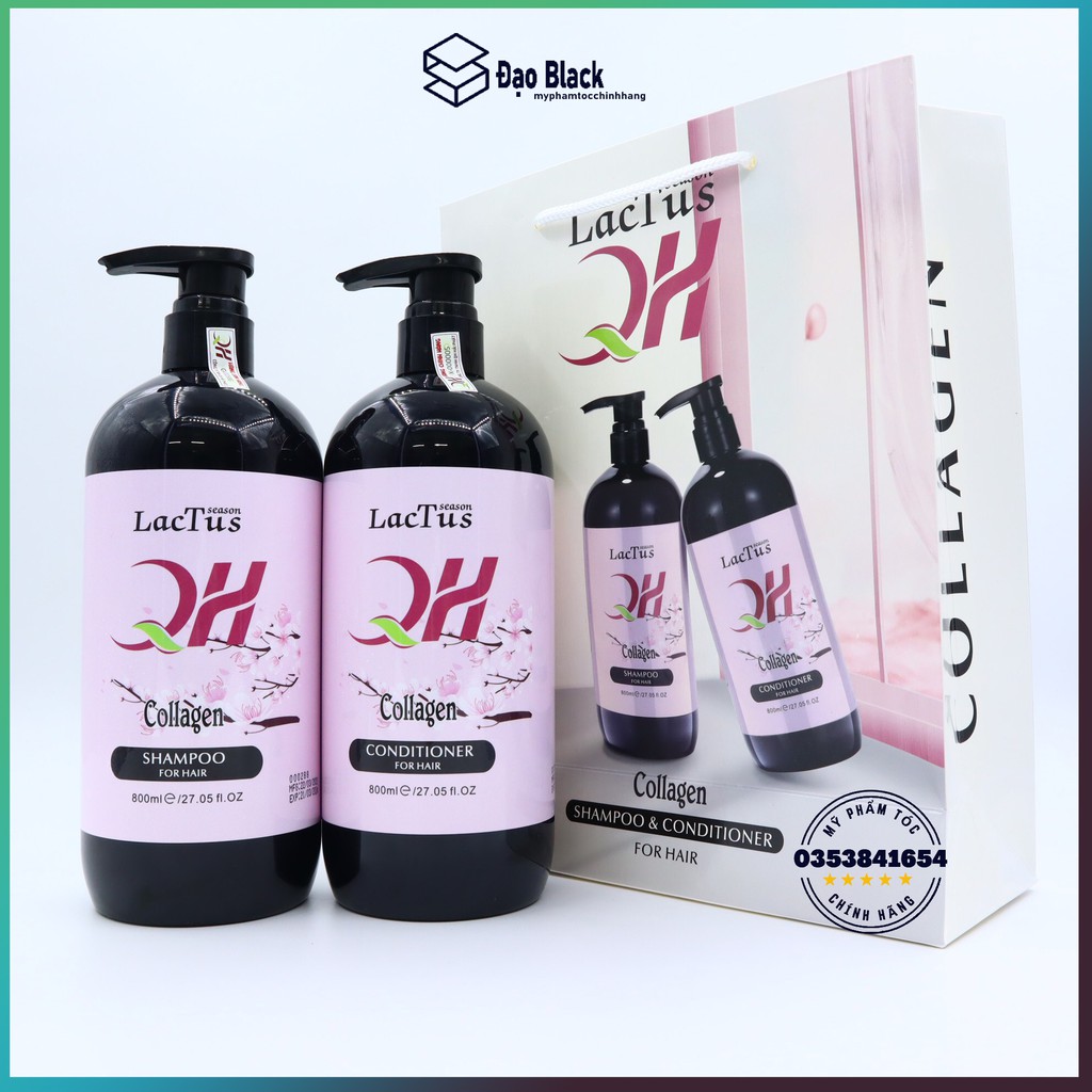 Dầu gội giảm rụng tóc QH Lactus season cho nam nữ dầu gội mượt tóc collagen chống rụng, Mỹ phẩm tóc chính hãng DG26