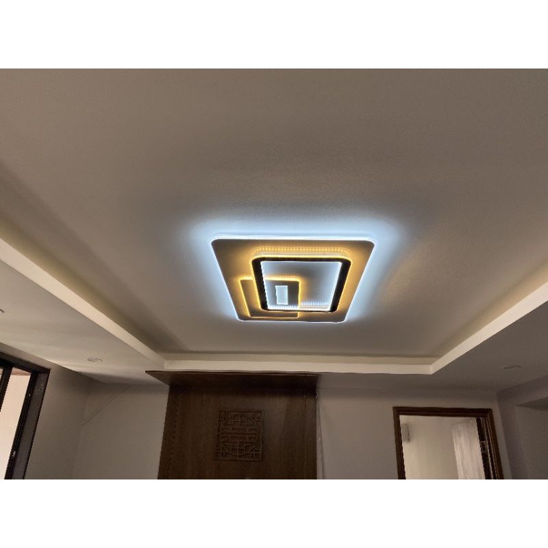 Đèn led ốp trần trang trí phòng khách phòng ngủ hình chữ nhật có 3 chế độ sáng tặng điều khiển bảo hành 12 tháng-Mã83hcn