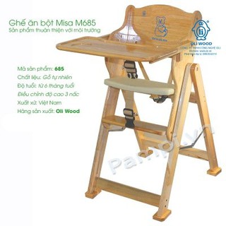 Ghế Ăn Bột 3 Nấc Điều Chỉnh Độ Cao Hình Gấu Misa M685