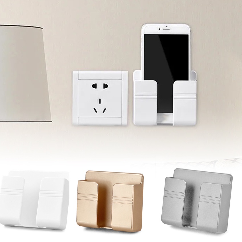 Giá Đỡ Điện Thoại Gắn Tường Kèm Hộp Đựng Điều Khiển Từ Xa Tiện Dụng Cho Phòng Ngủ / Nhà Bếp / Phòng Tắm