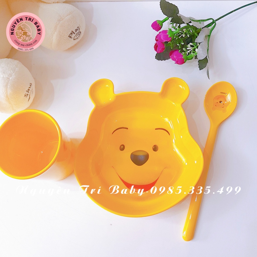 Bát, thìa ăn dặm, cốc hình gấu Pooh Thái Lan cho bé